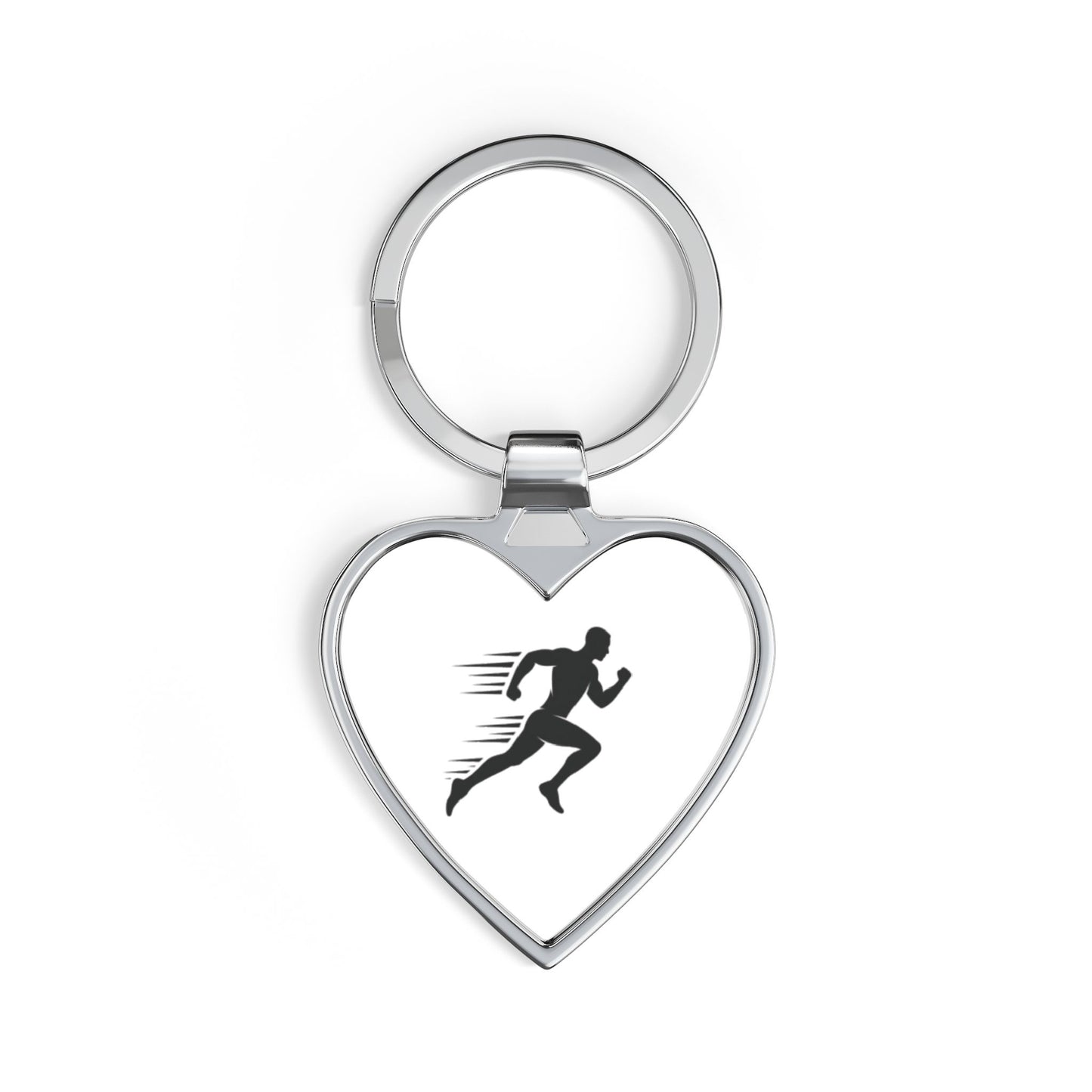 Runner Heart Keychain — Silver Heart Keyring for Runners & Fitness Gifts