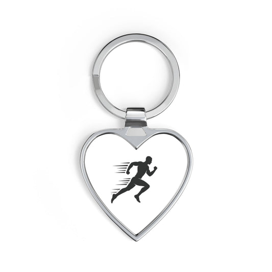 Runner Heart Keychain — Silver Heart Keyring for Runners & Fitness Gifts