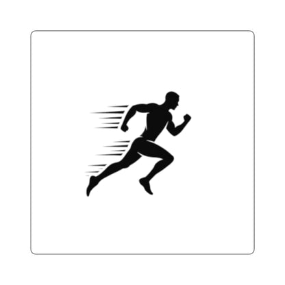 Running Silhouette Square Sticker — Speed Runner Decal for Laptops, Water Bottles & Gear