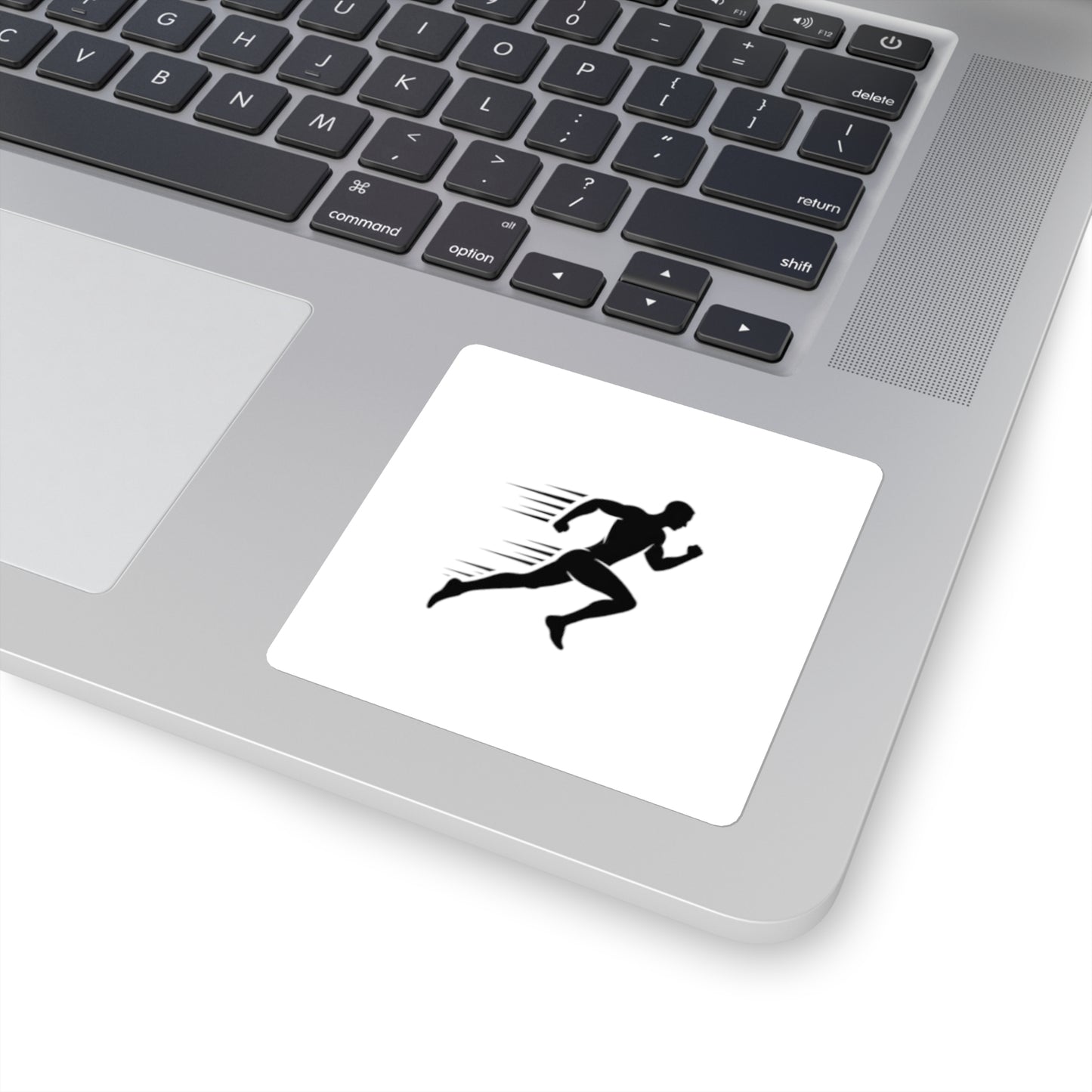 Running Silhouette Square Sticker — Speed Runner Decal for Laptops, Water Bottles & Gear