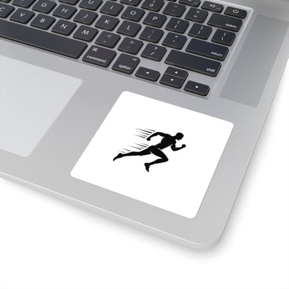 Running Silhouette Square Sticker — Speed Runner Decal for Laptops, Water Bottles & Gear