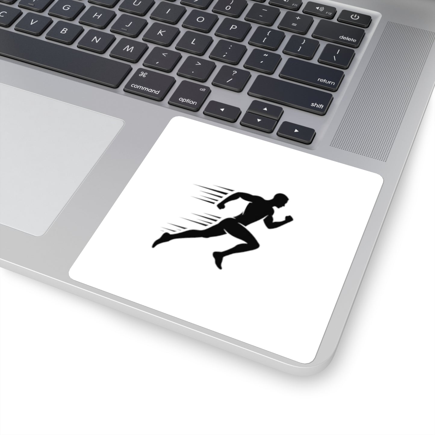 Running Silhouette Square Sticker — Speed Runner Decal for Laptops, Water Bottles & Gear