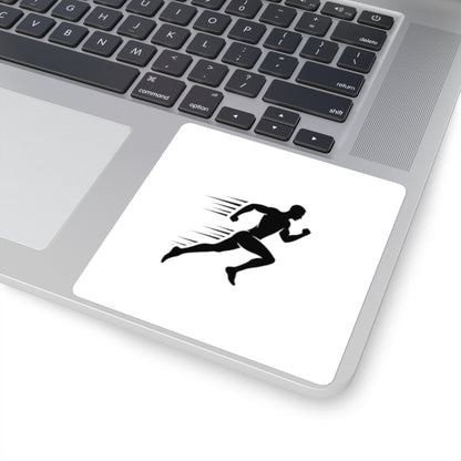 Running Silhouette Square Sticker — Speed Runner Decal for Laptops, Water Bottles & Gear