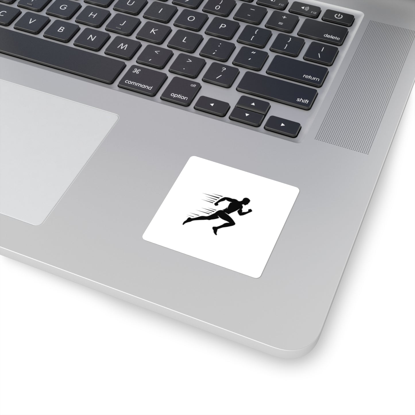 Running Silhouette Square Sticker — Speed Runner Decal for Laptops, Water Bottles & Gear