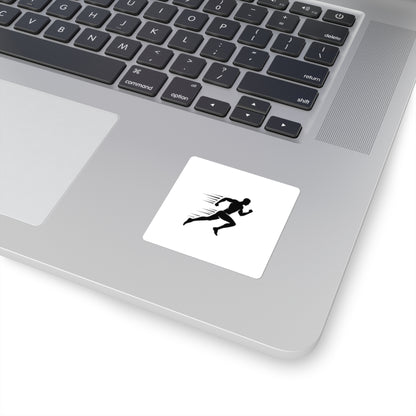 Running Silhouette Square Sticker — Speed Runner Decal for Laptops, Water Bottles & Gear