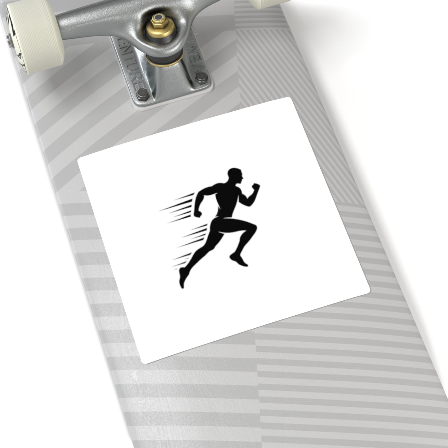 Running Silhouette Square Sticker — Speed Runner Decal for Laptops, Water Bottles & Gear