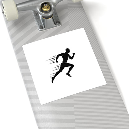 Running Silhouette Square Sticker — Speed Runner Decal for Laptops, Water Bottles & Gear